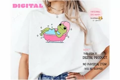 Self Care Frog SVG Retro Frog in Bathtub Png Product Image 4