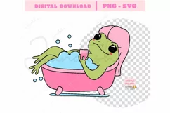 Self Care Frog SVG Retro Frog in Bathtub Png Product Image 2