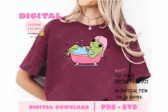Self Care Frog SVG Retro Frog in Bathtub Png Product Image 3