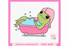 Self Care Frog SVG Retro Frog in Bathtub Png Product Image 1