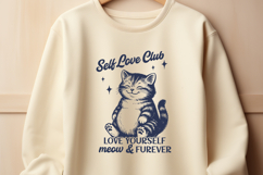 Self Love Club Cat SVG Positive Mental Health Cricut Quote Product Image 3