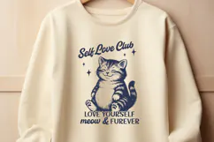 Self Love Club Cat SVG Positive Mental Health Cricut Quote Product Image 3