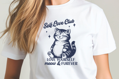 Self Love Club Cat SVG Positive Mental Health Cricut Quote Product Image 2