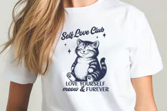 Self Love Club Cat SVG Positive Mental Health Cricut Quote Product Image 2