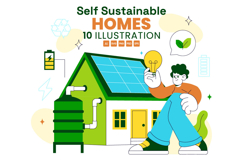 10 Self Sustainable Homes Illustration Product Image 1