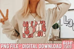 Self Love Is The Best Love PNG Design, Retro Valentine PNG Product Image 1