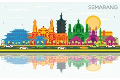 Semarang Indonesia City Skyline with Color Buildings Product Image 1