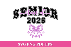 Senior Class of 2026 SVG File with Bow | 2026 Graduation SVG Product Image 1