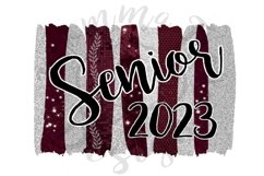 Senior 2023 Burgandy Maroon and Silver Brushstrokes png Product Image 1