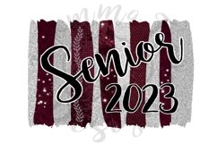 Senior 2023 Burgandy Maroon and Silver Brushstrokes png Product Image 1