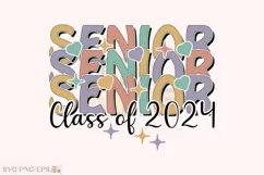 Retro Senior Class of 2024 PNG, Retro Senior T-shirt Design Product Image 1