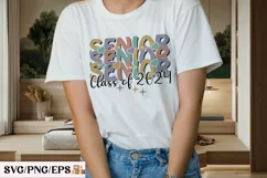 Retro Senior Class of 2024 PNG, Retro Senior T-shirt Design Product Image 3