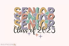 Retro Senior Class of 2025 PNG, Retro Senior T-shirt Design Product Image 1