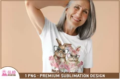 Floral bunny couple with glasses, cute floral bunny design Product Image 4