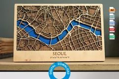 Seoul City Street Map 3d Laser cut SVG, South Korea, 8x12 Product Image 1