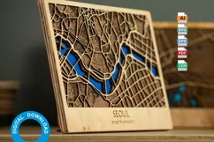 Seoul City Street Map 3d Laser cut SVG, South Korea, 8x12 Product Image 3