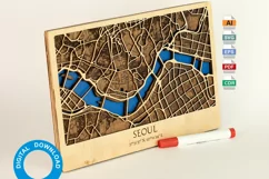 Seoul City Street Map 3d Laser cut SVG, South Korea, 8x12 Product Image 4