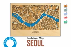 Seoul City Street Map 3d Laser cut SVG, South Korea, 8x12 Product Image 5
