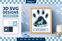 Dog Shadow Box Paw Shepherd 3D SVG Product Image 1