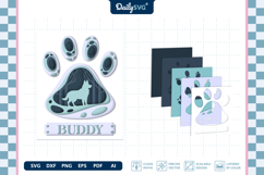 Dog Shadow Box Paw Shepherd 3D SVG Product Image 3
