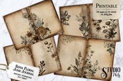 Sepia Floral Junk Journal Pages Product Image 1