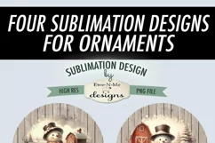 Rustic Snowmen on Farm Ornament Design PNG Files | Add Name Product Image 6
