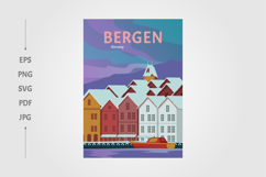 bergen the county on the west coast of Norway vintage poster Product Image 1