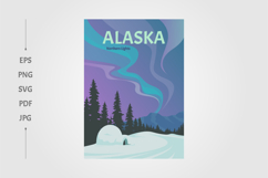 view of northern lights in alaskan and igloos ice building Product Image 1