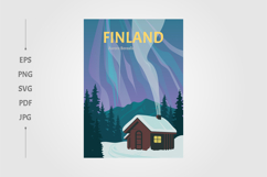 northern lights in finland travel poster design Product Image 1