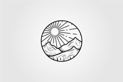 Vector vintage landscape with mountain peaks and graphic Product Image 1