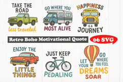 Adventure Travel Quote SVG with Car Bicycle. Hot Air Balloon Product Image 1