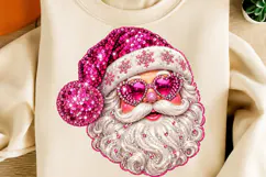 Glam Pink Santa Christmas PNG | Sequin Rhinestone Png Product Image 2