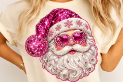 Glam Pink Santa Christmas PNG | Sequin Rhinestone Png Product Image 4