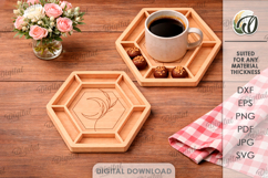 3D Kitchen Serving Tray Laser Cut. Tea Serving Tray SVG Product Image 1