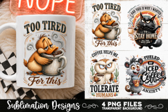 Funny Coffee Animals PNG Sublimation Designs 4 Files Product Image 4