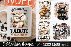Funny Coffee Animals PNG Sublimation Designs 4 Files Product Image 3