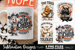 Funny Coffee Animals PNG Sublimation Designs 4 Files Product Image 2