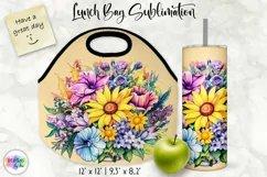 Lunch Bag Sublimation with Flowers | Floral Lunch Bag Design Product Image 1