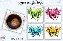 Watercolour Butterflies Coaster Sublimation | Square Coaster Product Image 1