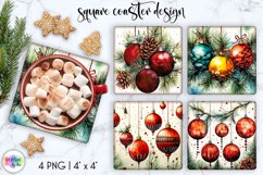 Watercolour Square Coasters | Christmas Ornaments Product Image 1