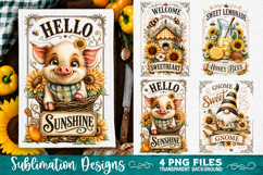 Sunflower Kitchen Towels PNG Sublimation Designs 4 Files Product Image 1