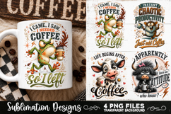 Funny Coffee Animals PNG Sublimation Designs 4 Files Product Image 2