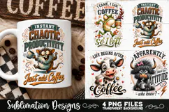 Funny Coffee Animals PNG Sublimation Designs 4 Files Product Image 4