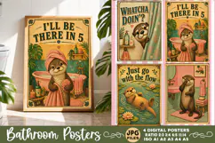 Bathroom funny animals posters, Retro 4 Posters JPG Bathroom Product Image 1