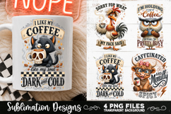 Funny Coffee Animals PNG Sublimation Designs 4 Files Product Image 3