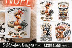 Funny Coffee Animals PNG Sublimation Designs 4 Files Product Image 2