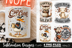 Funny Coffee Animals PNG Sublimation Designs 4 Files Product Image 1