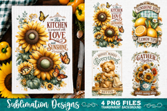 Sunflower Kitchen Towels PNG Sublimation Designs 4 Files Product Image 2