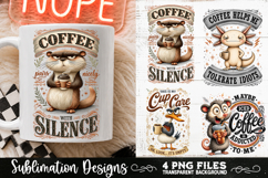 Funny Coffee Animals PNG Sublimation Designs 4 Files Product Image 2
