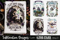 Magic Witchy Kitchen Towels PNG Sublimation Designs 4 Files Product Image 1